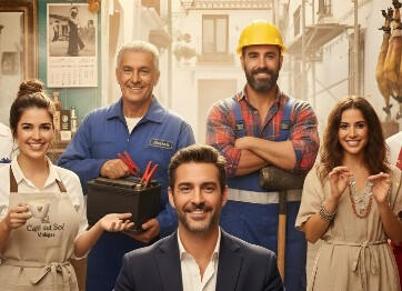 El barbero andaluz atiende a su cliente en una barbería luminosa. La imagen representa cómo el servicio “¡Solo pregunta!” facilita el contacto directo con profesional